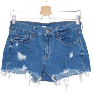 Old Navy Womens 2 Boyfriend Distressed Medium Blue Denim Jean Cut Off Shorts